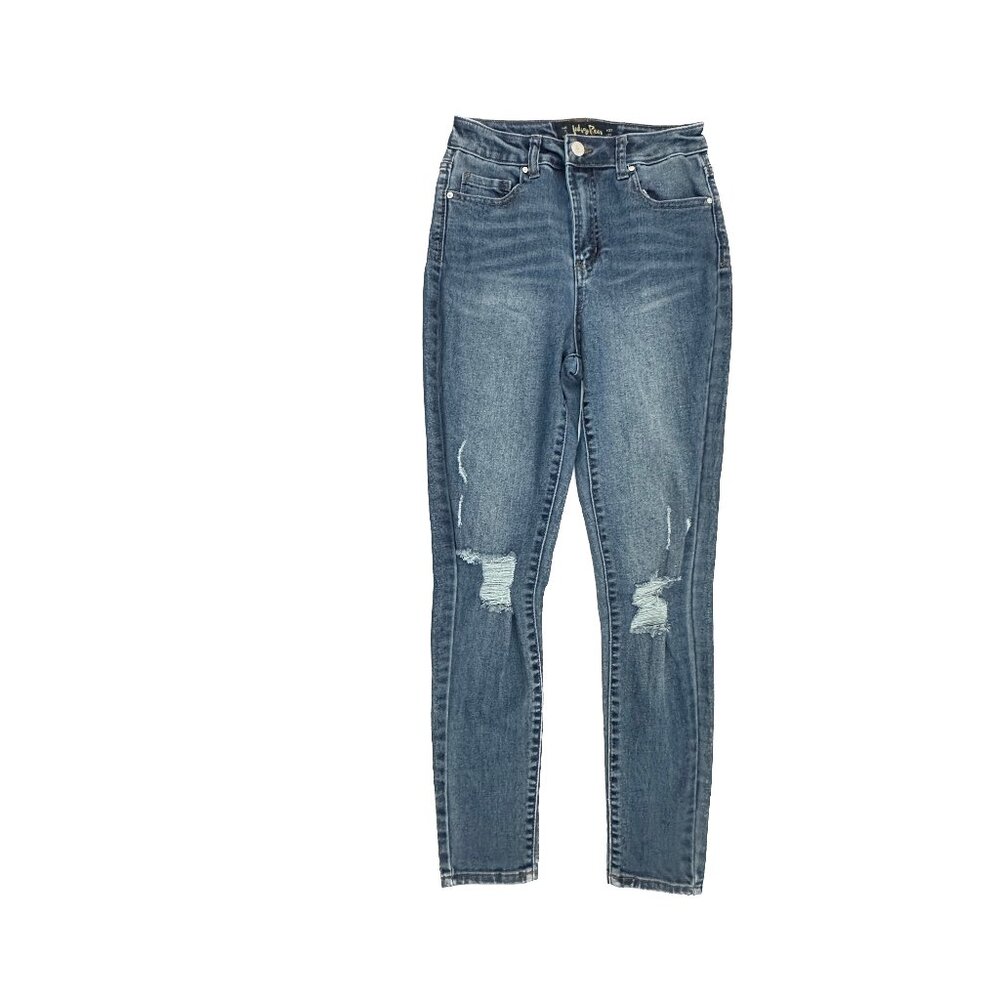 Indigo Rein Curvy Skinny Distressed Women's size 7 Dark Wash Blue Denim Jeans